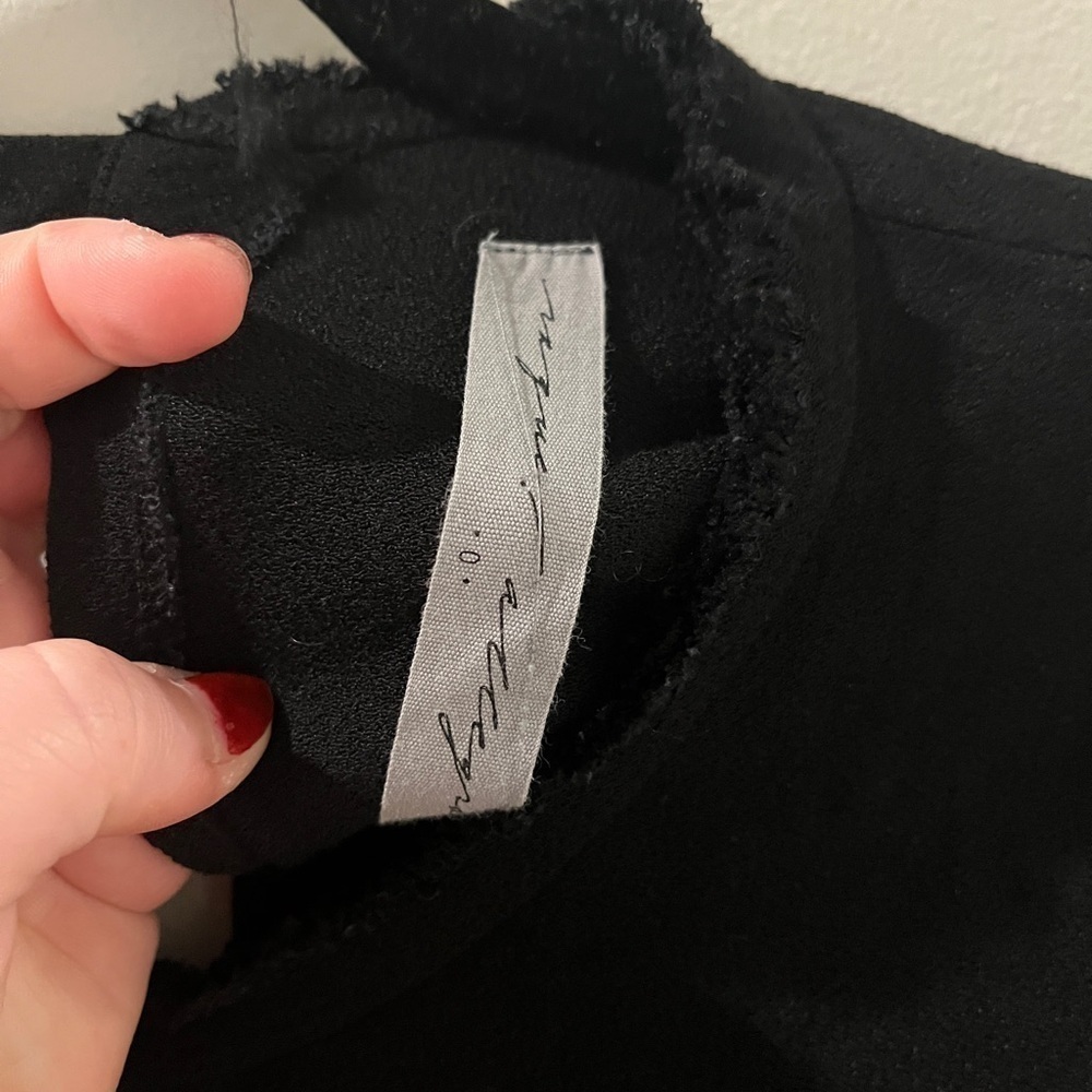 Raquel Allegra Womens Small Black Midi T Shirt Dress V-Neck Pocket Open Back 0 - Picture 5 of 5